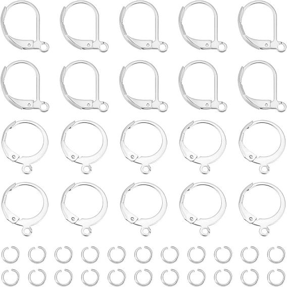 120Pcs 2 Style 304 Stainless Steel Leverback Earring Findings, with 180Pcs Open Jump Rings