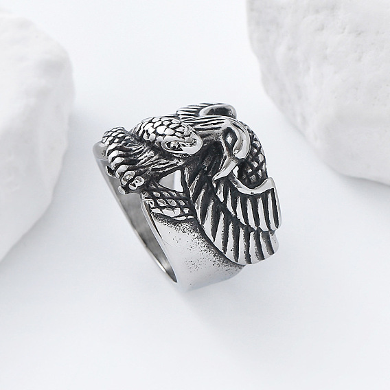 304 Кольца из нержавеющей стали в виде змеи с орлом для мужчин