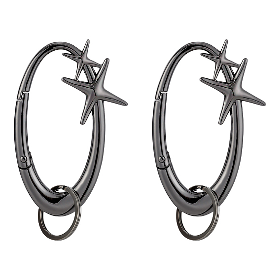 2шт. сплав пружинных затворных колец, овальные со звездой