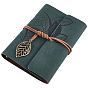 Cuadernos con tapa de cuero pu, diario de viaje, con cuerda, colgantes de hojas y papel kraft, Rectángulo