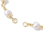 Handmade Brass Link Chain Bracelet Making, with CCB Plastic Imitation Pearl Heart & Lobster Claw Clasp, Fit for Connector Charms