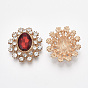 Alloy Cabochons, with Resin Rhinestone and Crystal Glass Rhinestone, Faceted, Oval