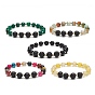 Natural Lava Rock & Dyed Agate Beaded Stretch Bracelet Sets, Electroplate Non-magnetic Synthetic Hematite Jewelry for Women