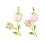 Латунь микропаве фианиты с подвесками из эмали, цветок, реальный 18 k позолоченный