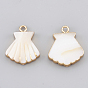 Electroplate Freshwater Shell Pendants, with Iron Findings, with Half Drilled, Shell, Golden