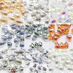 Perlas de vidrio checo transparente, superior perforado, lágrima