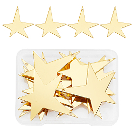 14Pcs Brass Pendants, Stamping Blank Tag, Star