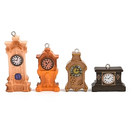 Pendentifs en résine opaque imprimée, breloques pour horloge à pendule, avec boucle en fer platine