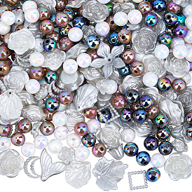 110шт. наборы для самостоятельного изготовления украшений в градиентном стиле, включая пластиковую бусину, кабошон, звено и подвески, с 240шт. 3цветными непрозрачными акриловыми бусинами