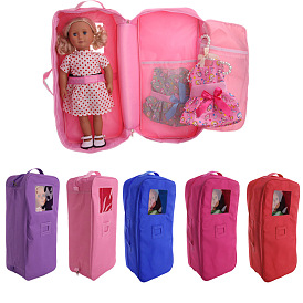 Портативная дорожная сумка из хлопка прямоугольной формы, для 18 дюймовых принадлежностей для американских кукол для девочек
