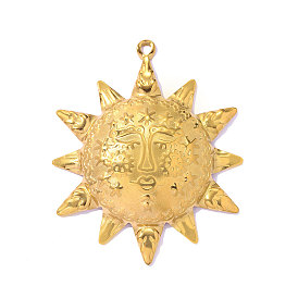 304 подвески из нержавеющей стали, Солнце с абстрактным очарованием лица, ионное покрытие (ip), долговечный