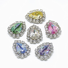 Шить на горный хрусталь, многожильных ссылки, k 9 стеклянный страз, с латунными зубцами в платиновых тонах, аксессуары для одежды, блестящий лазерный стиль, капля