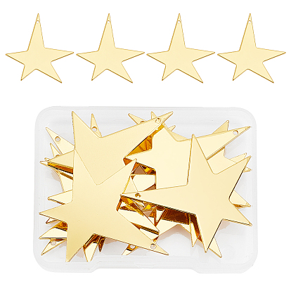 14Pcs Brass Pendants, Stamping Blank Tag, Star