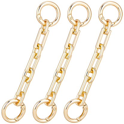 3шт. прямоугольные цепочки-удлинители для сумок из сплава, с поворотными застежками