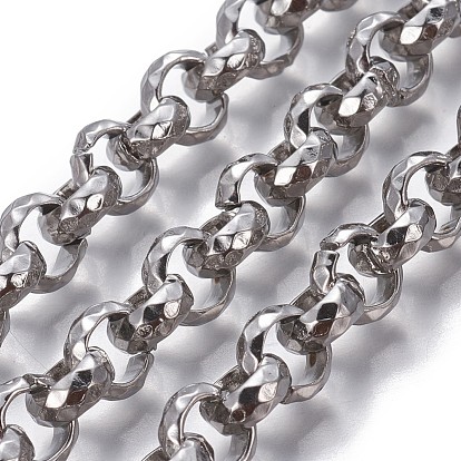 304 Stainless Steel Rolo Chains, Belcher Chain, Faceted, Unwelded