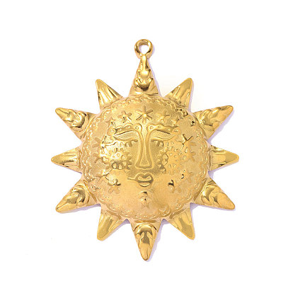 304 подвески из нержавеющей стали, Солнце с абстрактным очарованием лица, ионное покрытие (ip), долговечный