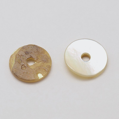 Natural Akoya Shell Beads, Mother of Pearl Shell Beads, Flat Round