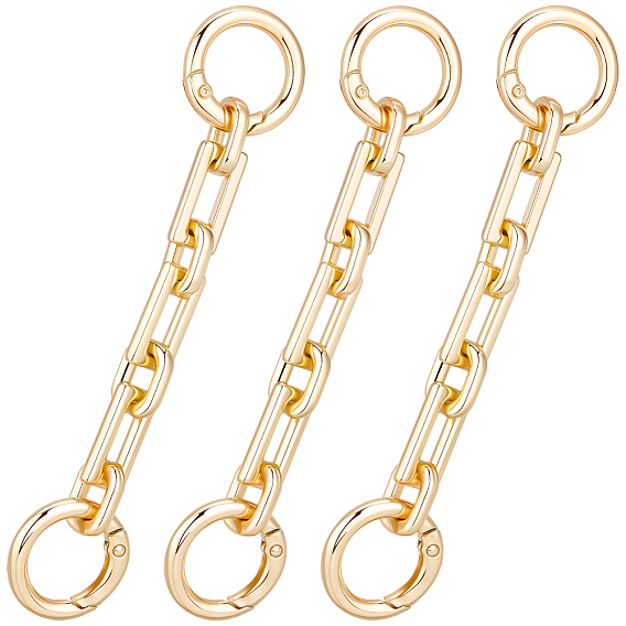 3шт. прямоугольные цепочки-удлинители для сумок из сплава, с поворотными застежками