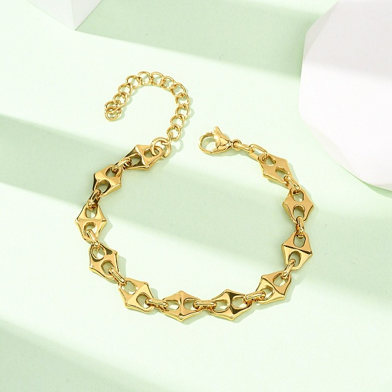 304 женские браслеты-цепочки с ромбическими звеньями из нержавеющей стали