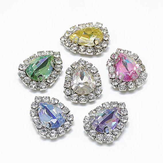 Шить на горный хрусталь, многожильных ссылки, k 9 стеклянный страз, с латунными зубцами в платиновых тонах, аксессуары для одежды, блестящий лазерный стиль, капля