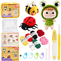 1 Set DIY Doll Crochet Kit, Including Craft Eye & Locking Stitch Makers, Cotton, Plastic Crochet Hooks & Needle, Yarn Thread, Hotfix, Scissor, Instruction