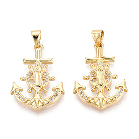 Латунные микро проложить кубического циркония подвески, без кадмия и без свинца, якорь с девой марией