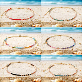 Регулируемые пластиковые браслеты с бусинами-слайдерами, украшения из полиэстеровой нити для женщин, колонка