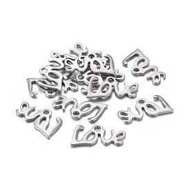 Valentine's Day 201 Stainless Steel Charms, Laser Cut, Word Love