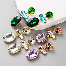 Geometric Multi-layered Glass Rhinestone Earrings for Elegant and Chic Style