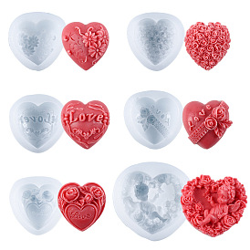 Valentine's Day Heart & Rose DIY Silicone Molds, Fondant Molds, Resin Casting Molds, for Chocolate, Candy, UV Resin & Epoxy Resin Craft Making