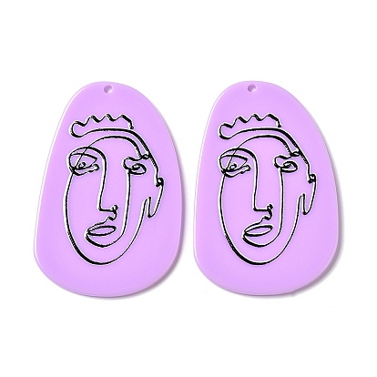 Акриловые большие подвески, лицо напечатано, слеза