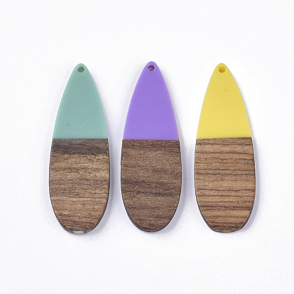 Resin & Walnut Wood Big Pendants, Teardrop