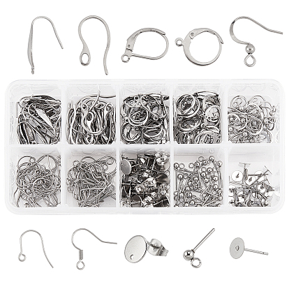 304 Stainless Steel Earring Findings, Earring Cabochon Setting Post Cup, Mixed Shapes