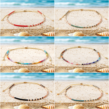 Регулируемые пластиковые браслеты с бусинами-слайдерами, украшения из полиэстеровой нити для женщин, колонка