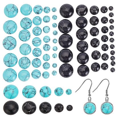150шт 10 стили синтетическая бирюза кабошоны, окрашенные, полукруглые / купольные