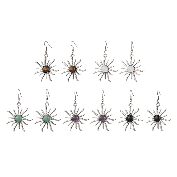 Драгоценный камень болтаются серьги, с 304 крючками для сережек из нержавеющей стали и фурнитурой из сплава, солнце