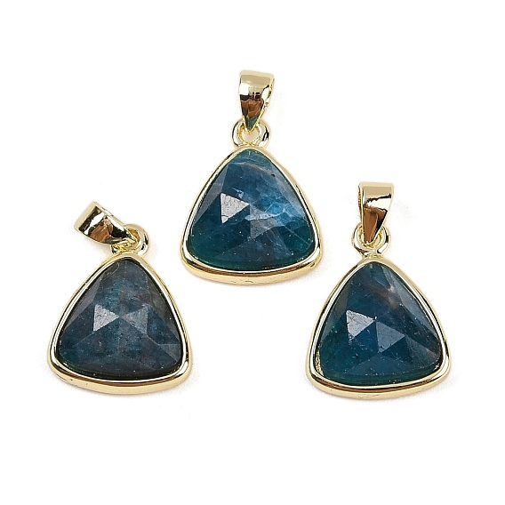 Gemstone Pendants, with Golden Tone Brass Findings, Triangle, Faceted