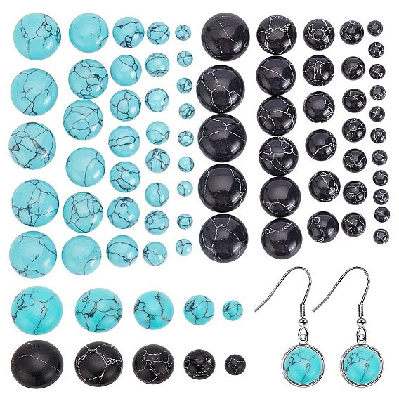 150шт 10 стили синтетическая бирюза кабошоны, окрашенные, полукруглые / купольные