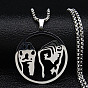 201 полые плоские круглые ожерелья из нержавеющей стали с подвеской в виде животных