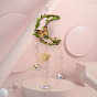 Leaf Butterfly Hemp Rope Wrapped Hanging Ornaments, Glass Teardrop Tassel Suncatchers for Home Outdoor Decoration