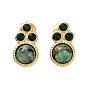Natural Mixed Gemstone Paw Print Stud Earrings, Golden 304 Stainless Steel Earrings