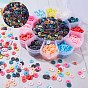 2400Pcs Single Colors Handmade Polymer Clay Beads, Heishi Beads, with 2 Strands Colorful Polymer Clay Beads and 5Pcs Heart Brass Beads