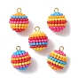 Подвески из восковой ягоды из смолы цвета радуги, круглые подвески с золотистыми железными петлями