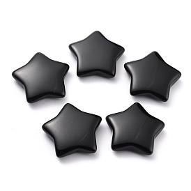 Natural Obsidian Beads, No Hole, Star