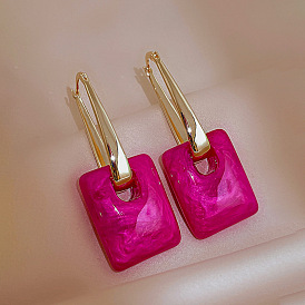 Fashion Acrylic Handbag Geometric Earbuckle Earrings Retro Niche Temperament Exaggerated Earrings
