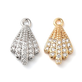 Brass Micro Pave Clear Cubic Zirconia Charms, Shell Shape