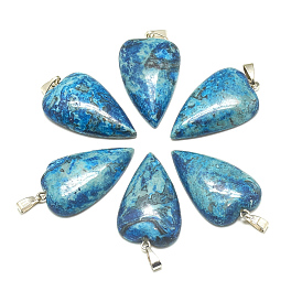 Natural Gemstone Pendants, with Stainless Steel Snap On Bails, Dyed, Heart