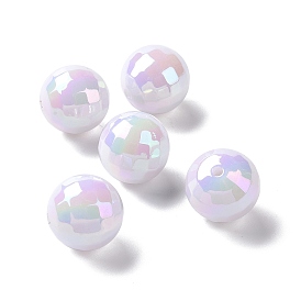 ABS Plastic Beads, AB Color Plated, Faceted, Round