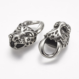 304 концы из нержавеющей стали шнур, для изготовления кожаных браслетов, леопард головы