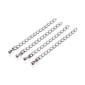 Brass Chain Extenders, with Teardrop Charms, 40~58x3mm